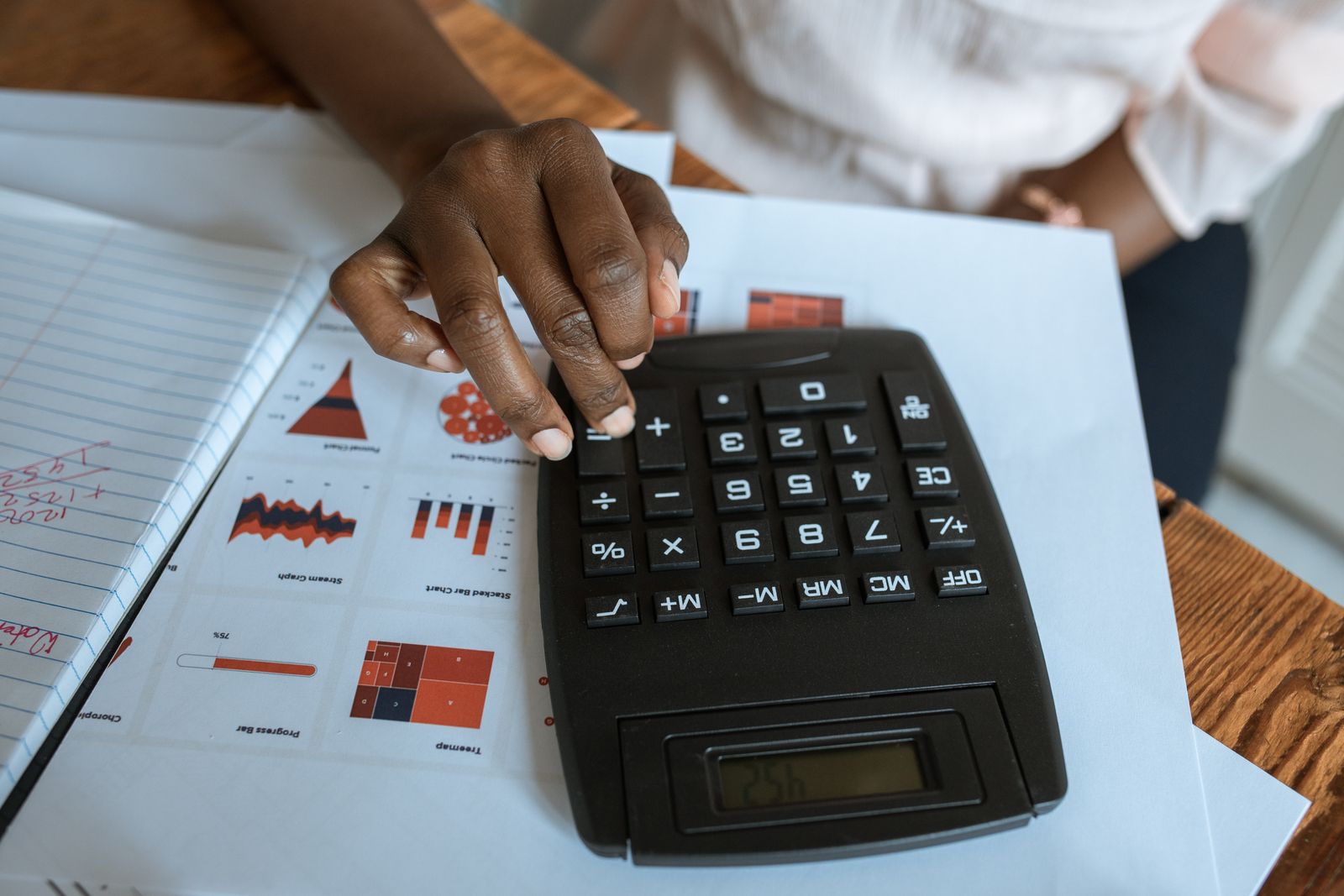 Spreadsheet and financial analysis paperwork