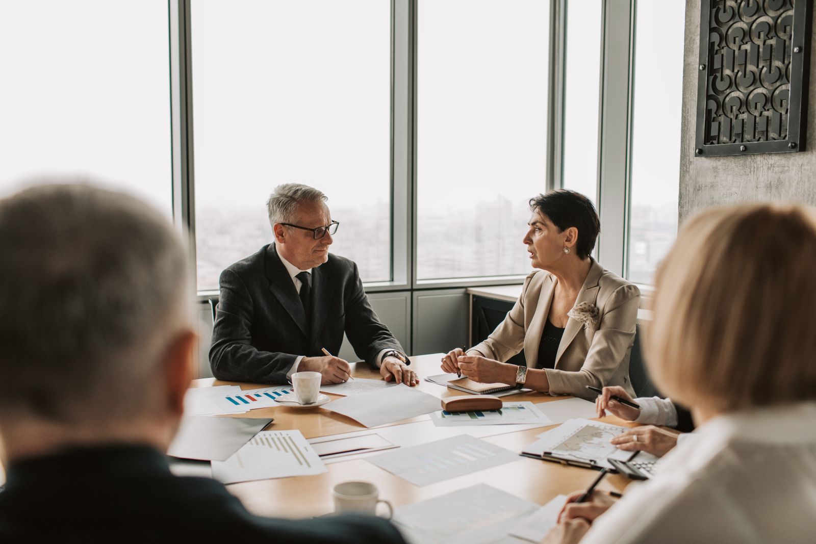 Business people in conversation in an office
